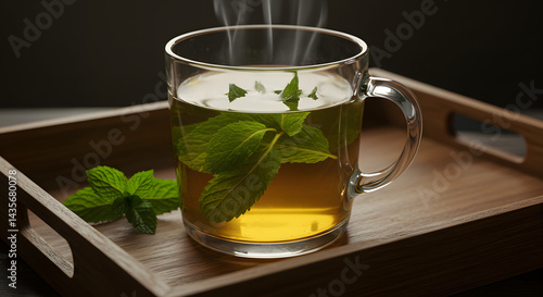 Close-up of Herbal Tea with Fresh Mint

