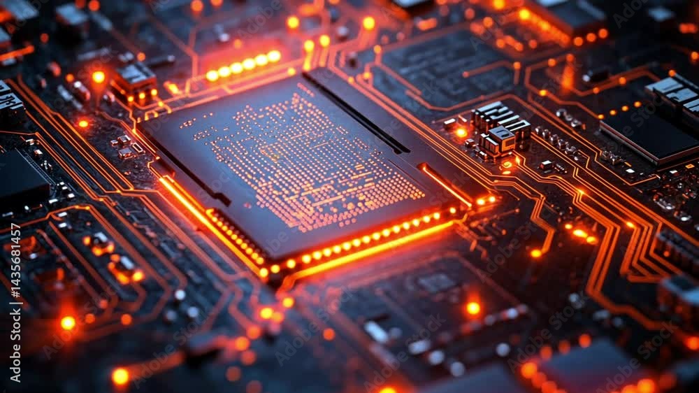 Illuminated Microchip: A Close-Up of Advanced Technology Illuminated Microchip: A Close-Up of Advanced Technology