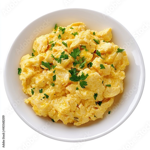 Photo of Chicken Scrambled Egg Isolated on white background