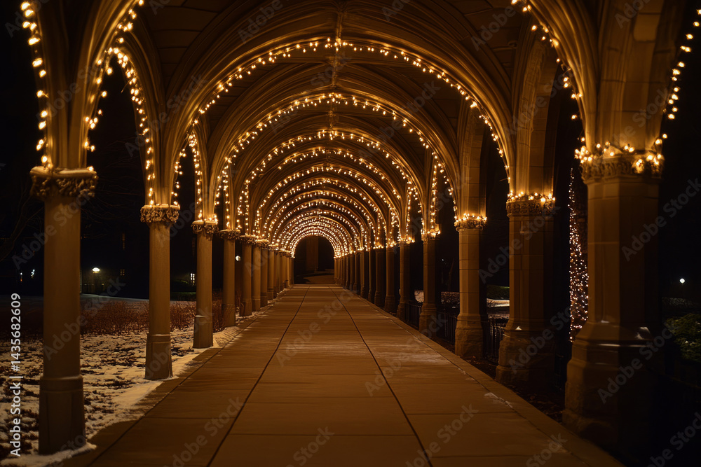 custom made wallpaper toronto digitalHistoric arched passageway illuminated by warm lantern lights in a quiet evening atmosphere