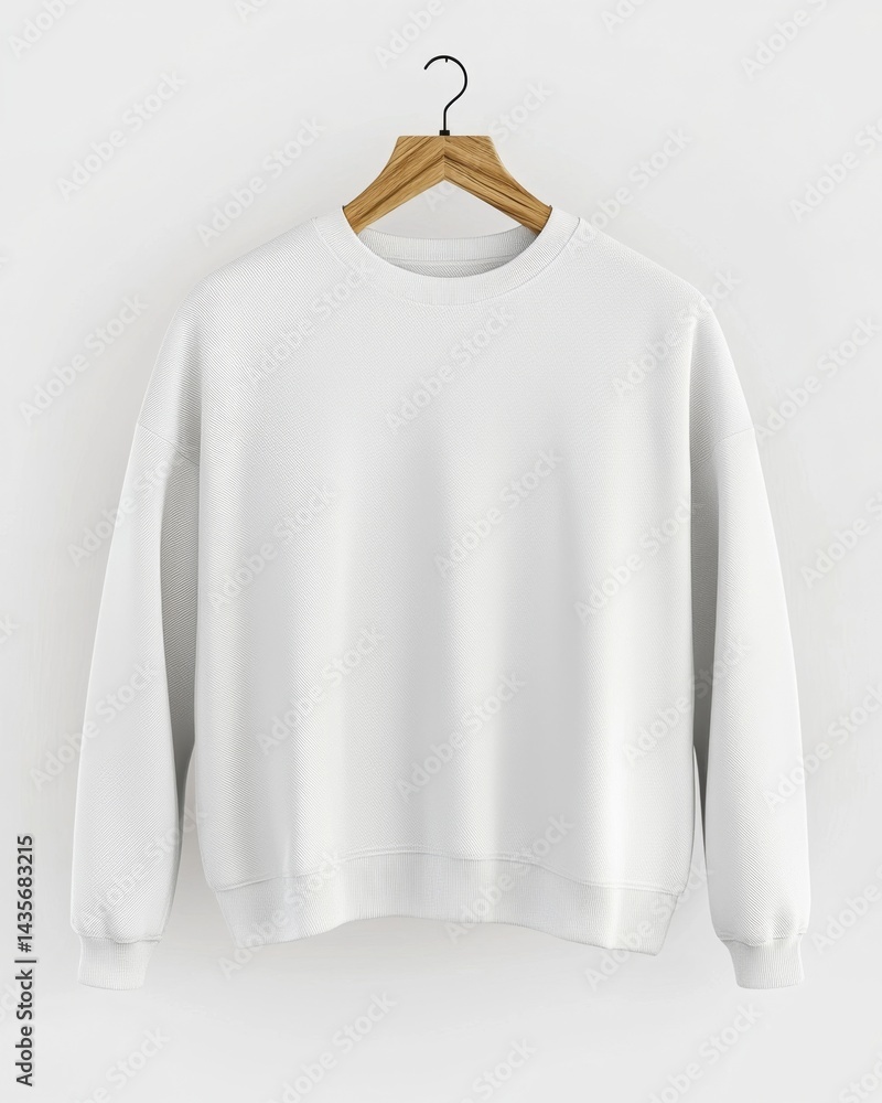 Plain Sweatshirt Mockup Hanging on Wooden Hanger