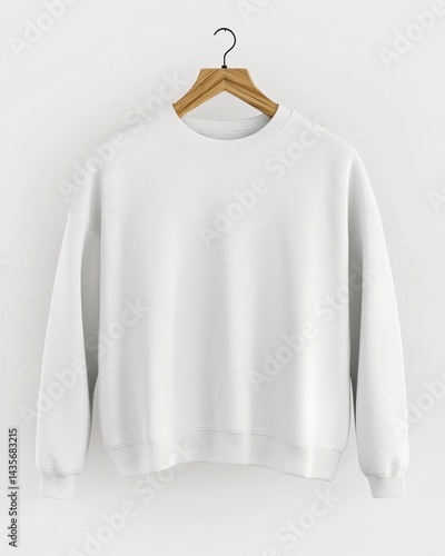 Obraz na płótnie Plain Sweatshirt Mockup Hanging on Wooden Hanger w salonie
