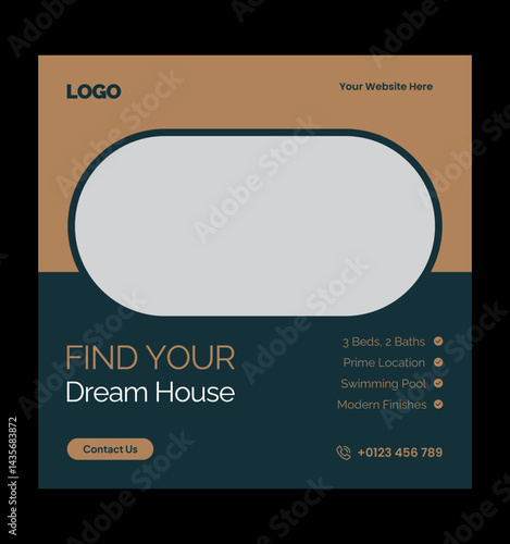 Luxury Apartment for Sale Social Media Post. Modern Apartment for Sale Social Media Template