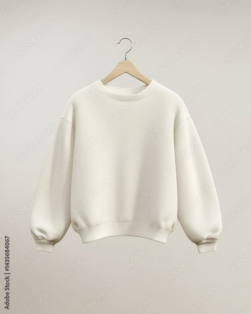 Plain Sweatshirt Mockup Hanging on Wooden Hanger
