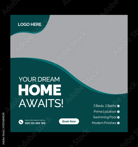 Luxury Apartment for Sale Social Media Post. Modern Apartment for Sale Social Media Template