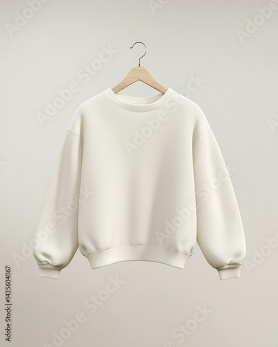 Obraz na płótnie Plain Sweatshirt Mockup Hanging on Wooden Hanger w salonie