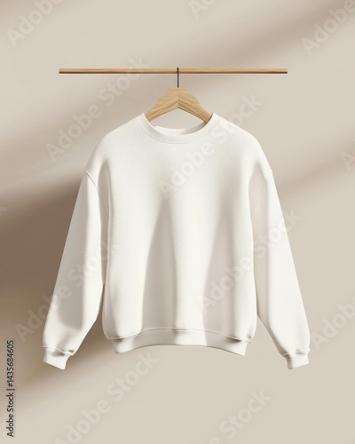 Plain Sweatshirt Mockup Hanging on Wooden Hanger