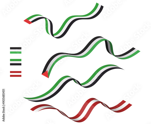 Set of Vector Flags – Gaza, Palestine, United Arab Emirates, and Austria Flags with Colorful Stripes and Modern Design set of vector flags, vector Gaza, Palestine, united arab emirates.