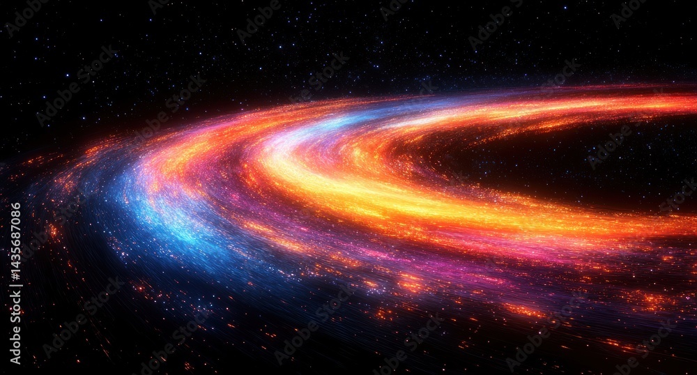 Obraz premium Cosmic spiral galaxy, vibrant hues of space.