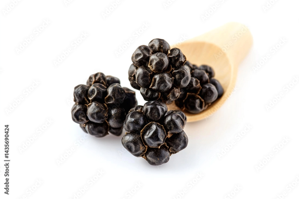Obraz premium Black pepper grains on marble background 