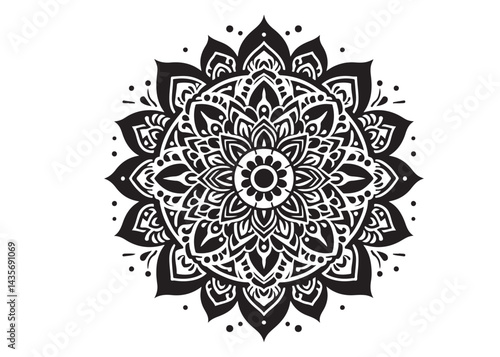 vector silhouette of a black mandala vector logo silhouette, mandala logo icon silhouette vector, mandala floral design silhouette vector, a black and white mandala silhouette design icon logo vector 
