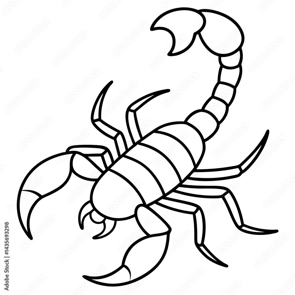 Fototapeta premium Scorpion Silhouette in Line Art