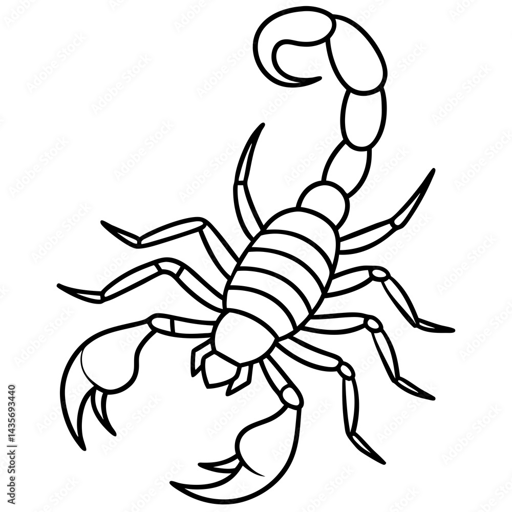 Fototapeta premium Scorpion Silhouette in Line Art