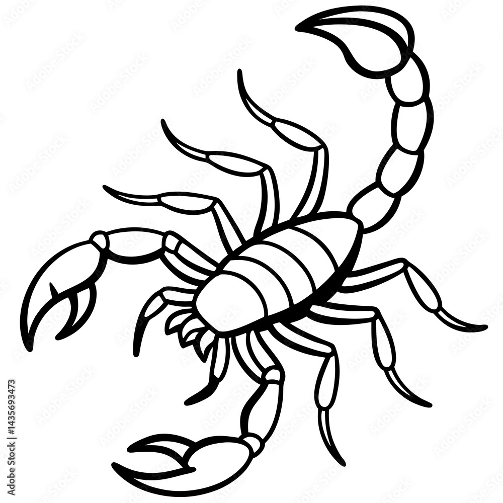 Fototapeta premium Scorpion Silhouette in Line Art