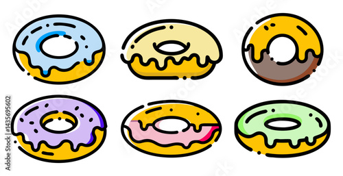 Donut icon. Sweets. Dessert. Simple line drawing.