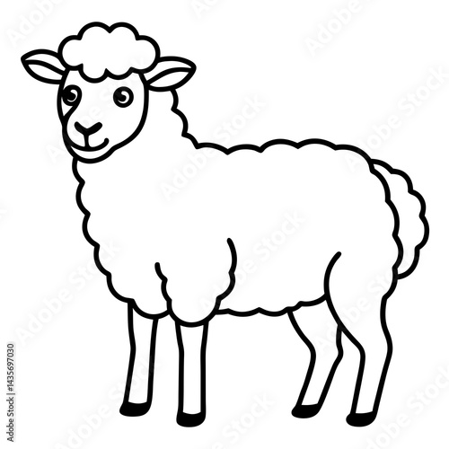 Sheep Silhouette in Clean Line Art