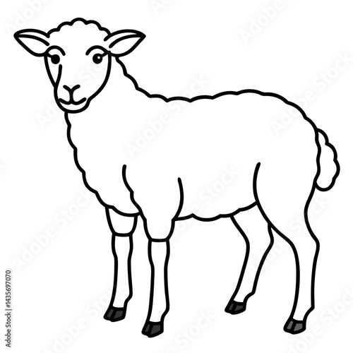 Sheep Silhouette in Clean Line Art