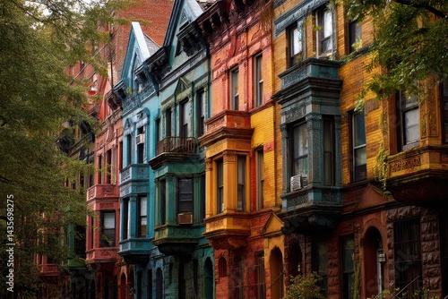 Wallpaper Mural Vibrant Row Houses in Harlem: An Architectural Delight in the Heart of Manhattan, New York City Torontodigital.ca