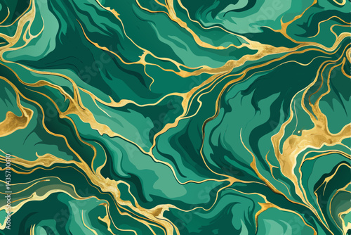 Premium green and golden marble background. Vector texture.