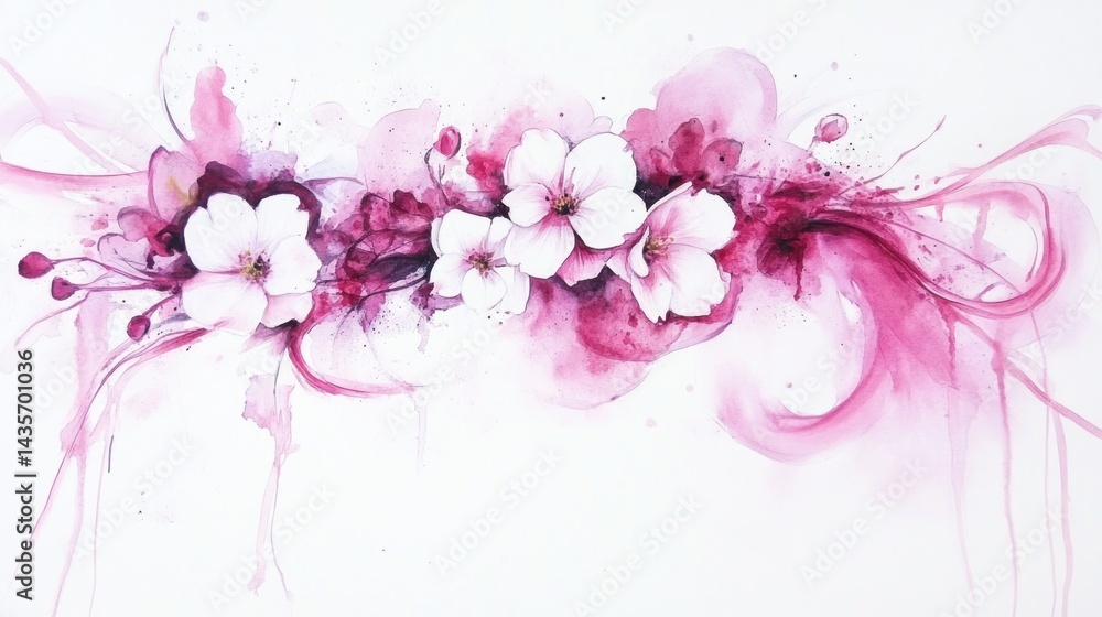 Fototapeta premium Abstract floral arrangement, featuring cherry blossoms in soft pink and white.