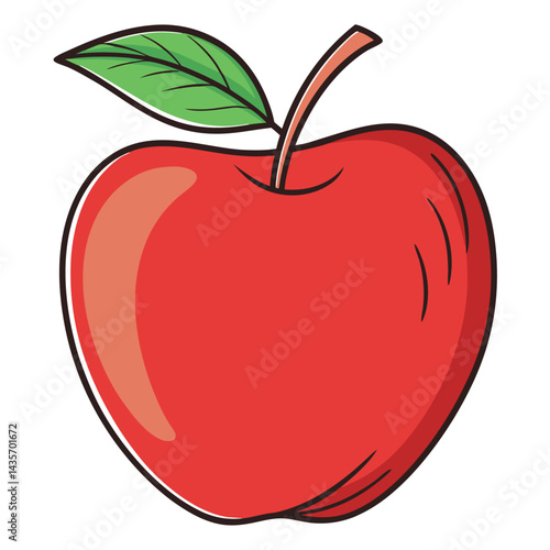 Red apple with leaf