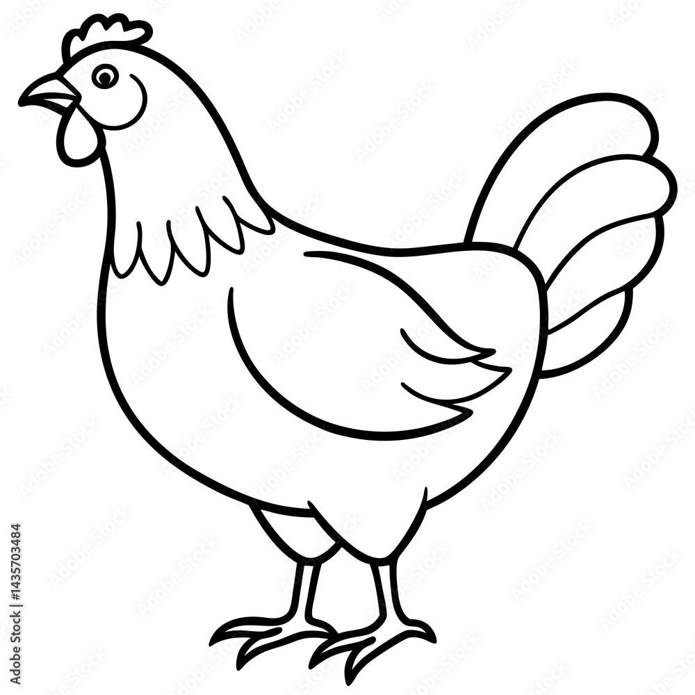 Fototapeta premium Smooth Line Art Chicken Graphic