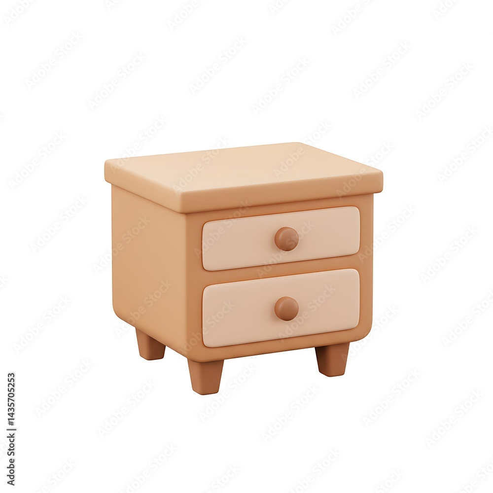 3D wooden nightstand with drawers 3D wooden nightstand with drawers