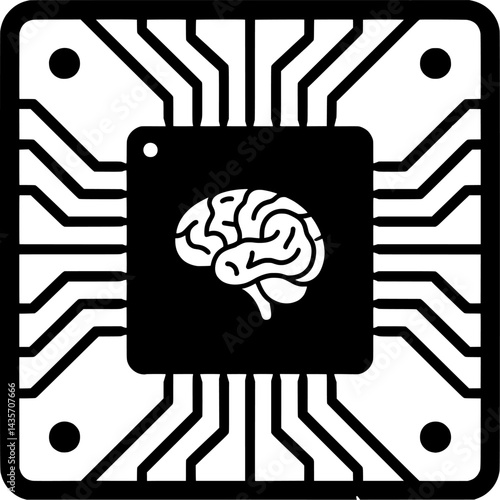 vector chip ai with tech circuit