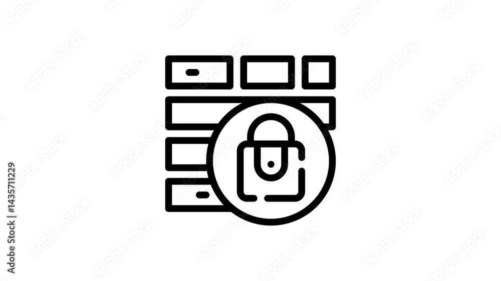 icon firewall, with style outline