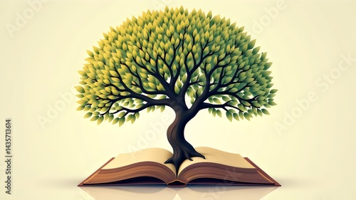 Tree of Knowledge with Books as Branches and Leaves of Wisdom