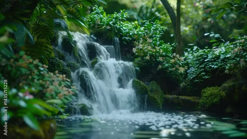 Serene Waterfall in Lush Greenery Serene Waterfall in Lush Greenery