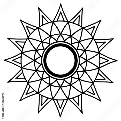 Mystic mandala with eclipse theme