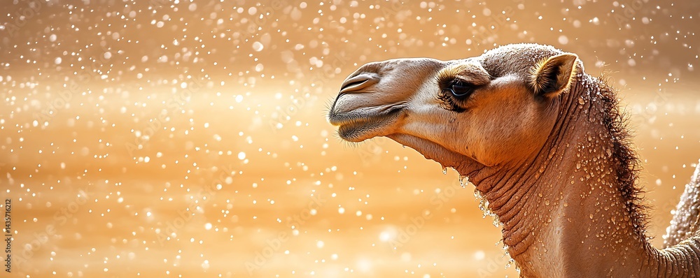 Obraz premium Camel in the Desert Rain