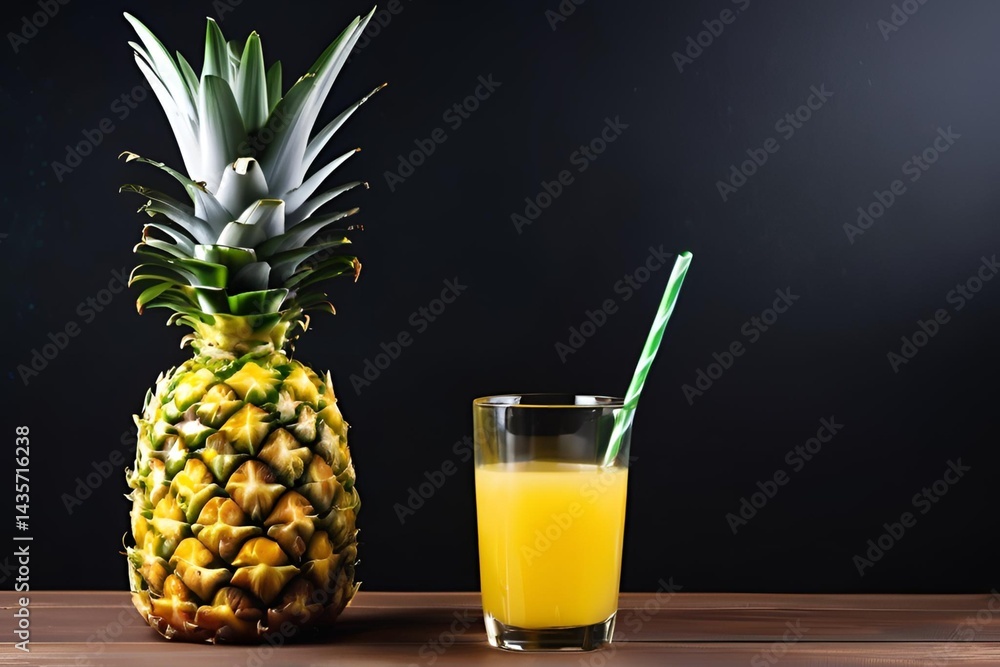 pineapple juice and pineapple slices isolated at one side on a dark background with space for writing
pineapple juice and pineapple slices isolated at one side on a dark background with space for writing