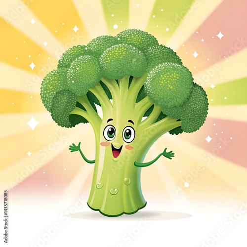 Cheerful Broccoli Character