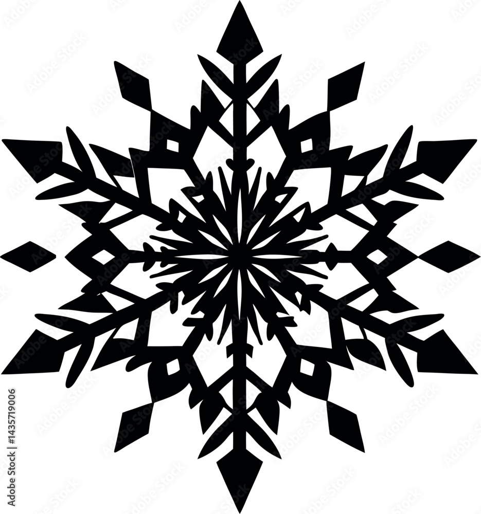 Snowflake Silhouette Vector – Simple Black Winter Element Snowflake Silhouette Vector – Simple Black Winter Element