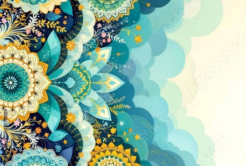 Colorful Mandala Boho Bohemian Illustration 