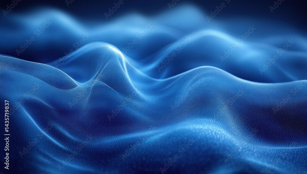 Deep blue, rippling, abstract textile texture design.