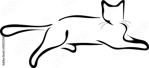 Cat single line art drawing