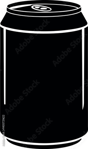 Soda Can Silhouette Vector – Simple Black Beverage Container