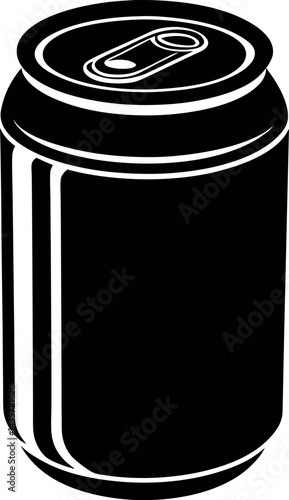Soda Can Silhouette Vector – Simple Black Beverage Container