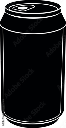 Soda Can Silhouette Vector – Simple Black Beverage Container