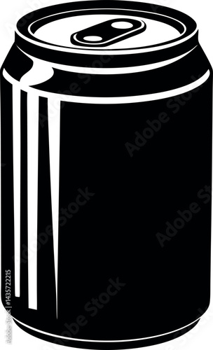Soda Can Silhouette Vector – Simple Black Beverage Container