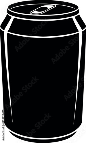 Soda Can Silhouette Vector – Simple Black Beverage Container