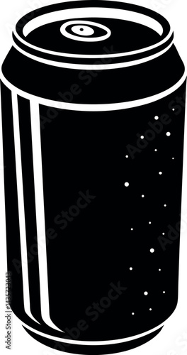 Soda Can Silhouette Vector – Simple Black Beverage Container