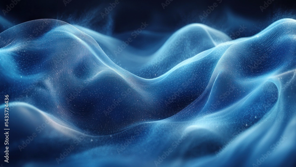Fluid, ethereal, digital waves of blue light. Fluid, ethereal, digital waves of blue light.