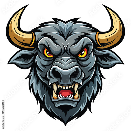 Angry bull head illustration