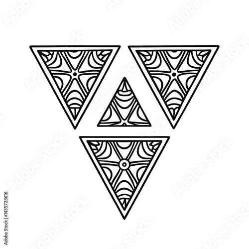 Abstract triangle geometric pattern design black and white zentangle style ornamented triangles arrangement
