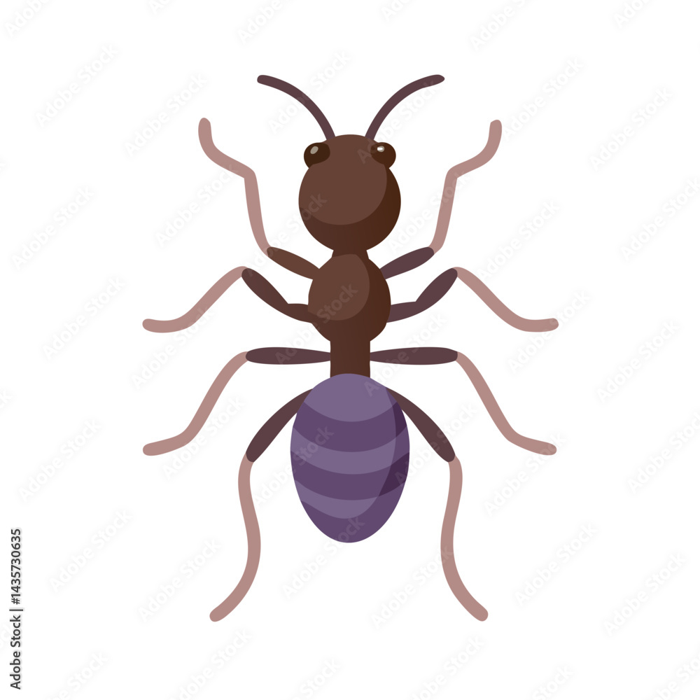 Flat style illustration of an ant on black background Flat style illustration of an ant on black background