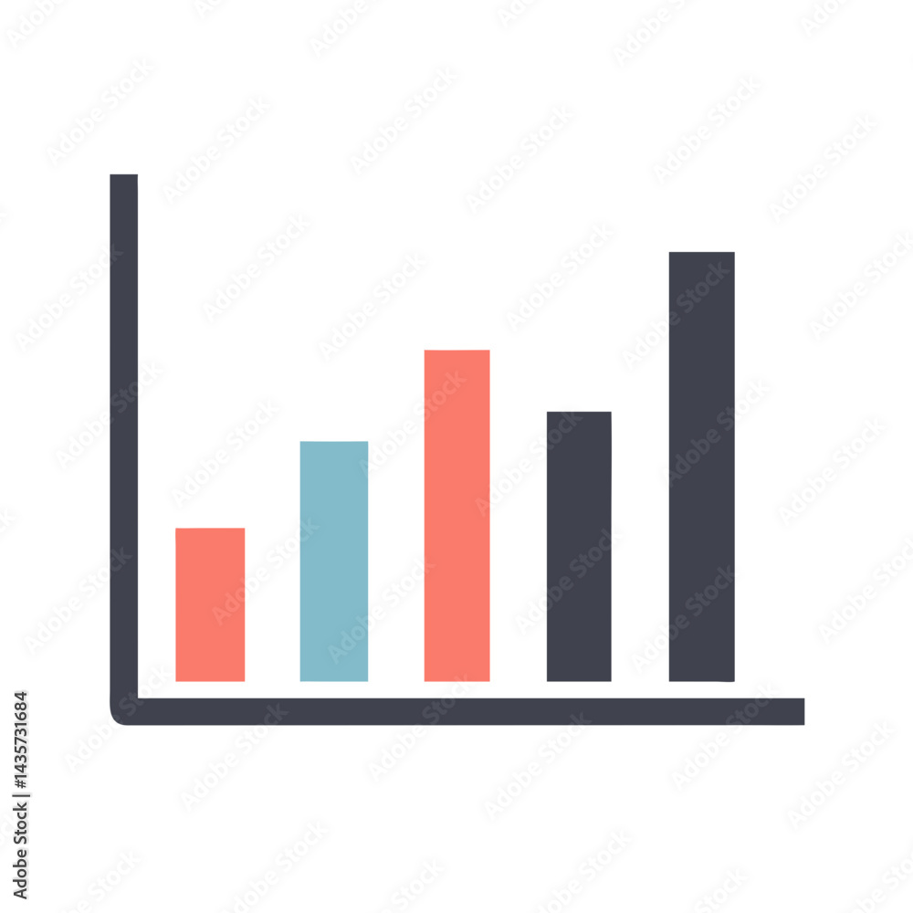Minimalist bar chart showing growth on black background Minimalist bar chart showing growth on black background